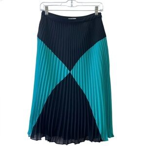 HALOGEN from Bloomingdale’s. 
Black and Teal Pleated Women's Skirt.